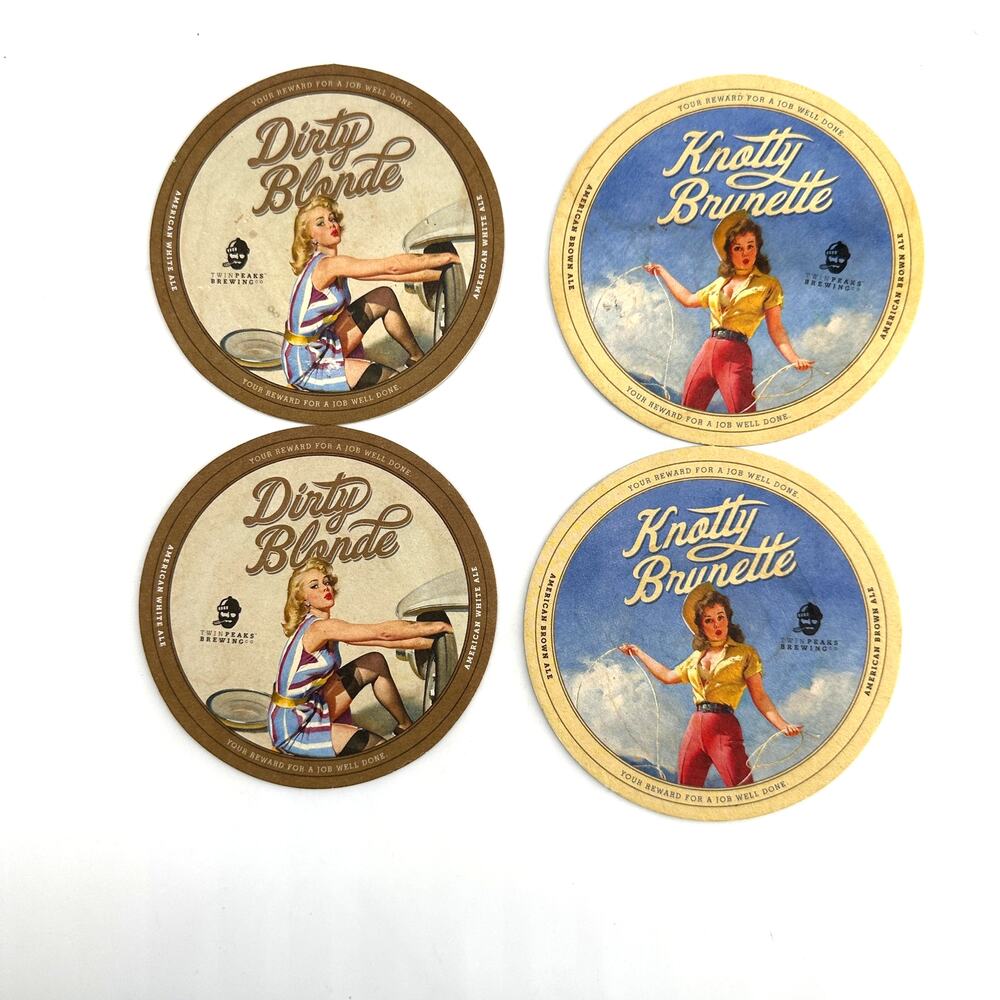 Twin Peaks Brewing Dirty Blonde Knotty Brunette Beer Coasters Set of 4 Texas